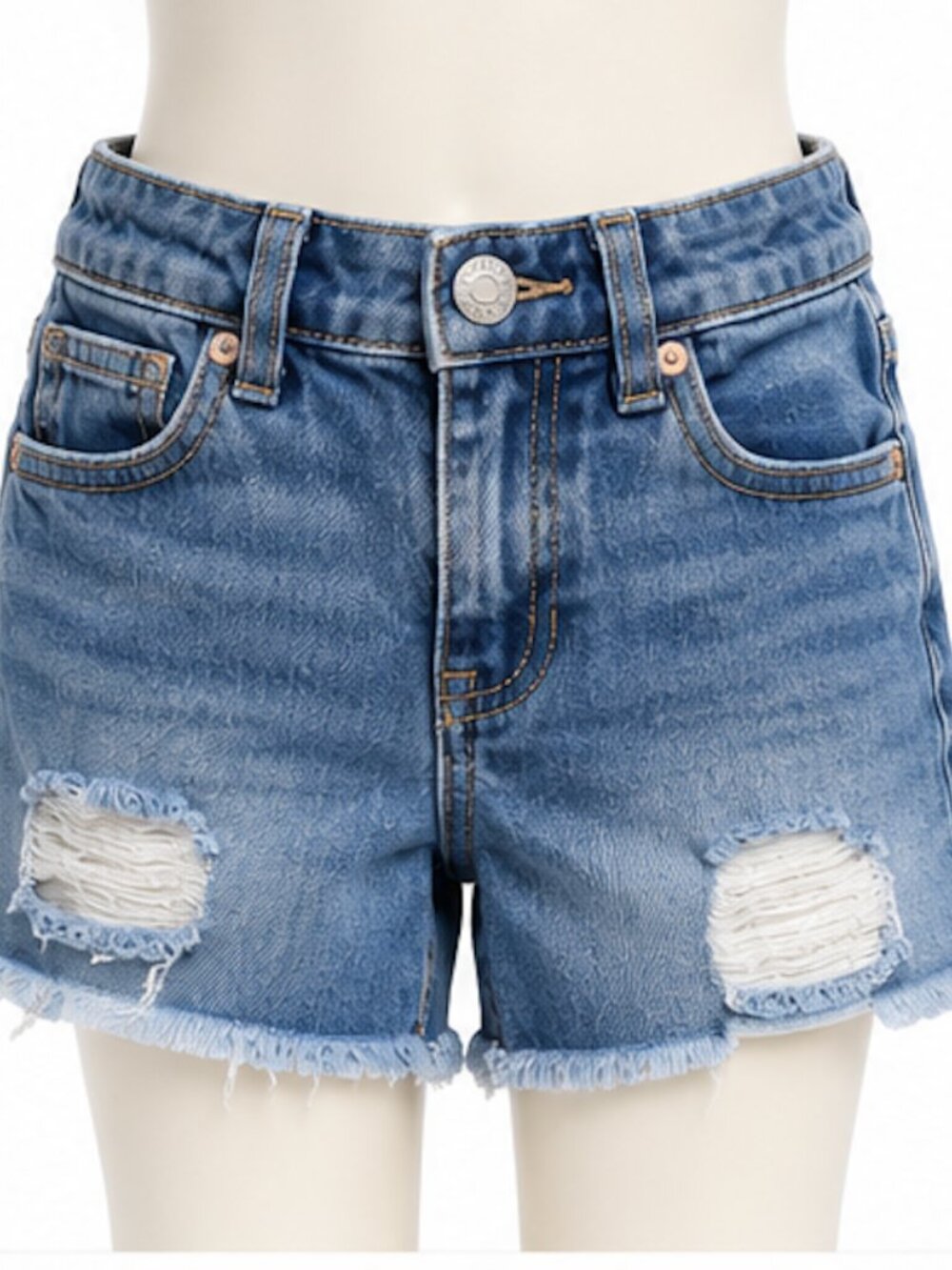 Old Navy Girls Medium Wash Distressed Denim Shorts Size 8 NWT